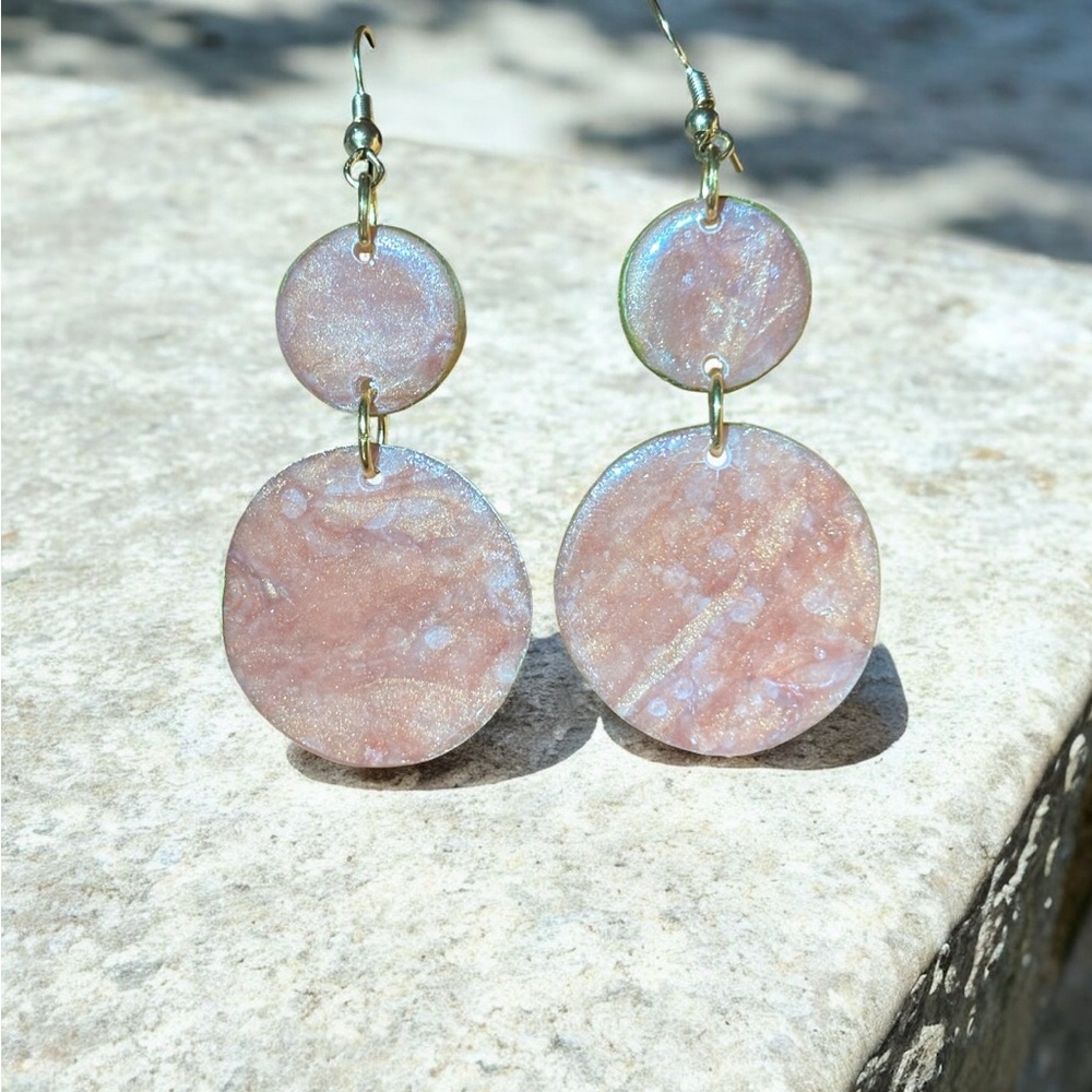 Perfectly imperfect by Heather. Chic translucent, Iridescent Disc Earrings